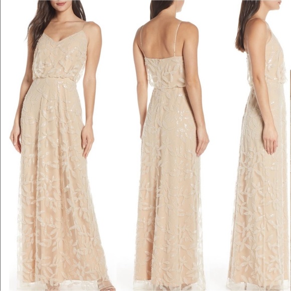 WAYF The Savannah Beaded Mesh Blouson Gown Pearl Petal Embroidery NWT Size XXS - Picture 4 of 4